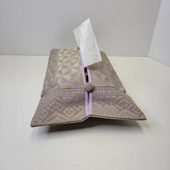Home Accents Handwoven Gold Threaded Lilac Songket Tissue Box Cover - Picture 4 of 8
